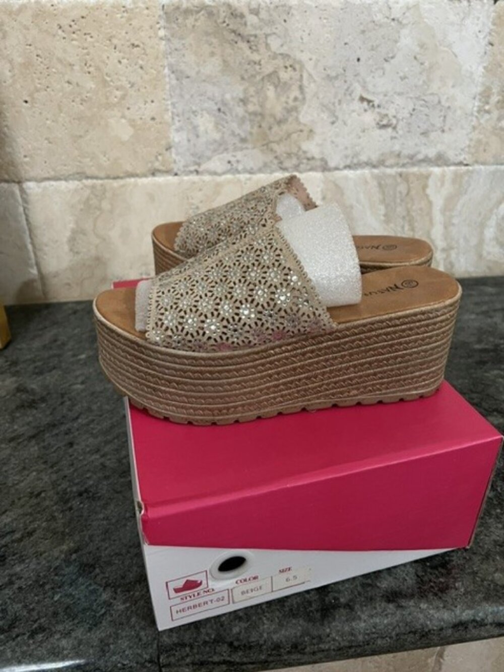 Nature Breeze Sparkly Platform Sandals